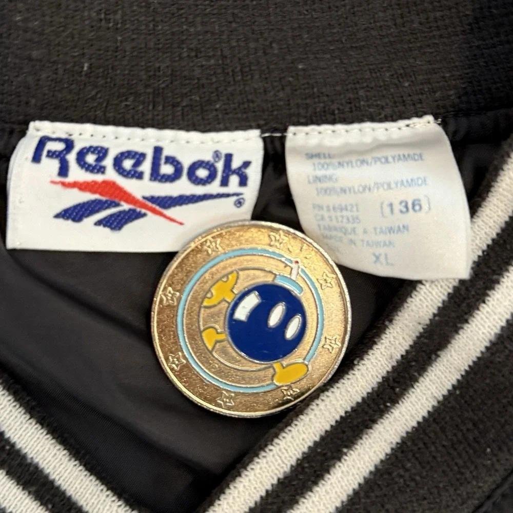 Vintage Reebok Pullover Black Windbreaker Jacket Adult Size XL 90s VTG Pockets